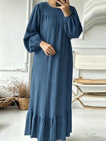Womens Long Sleeve Ruffled Hem Dress