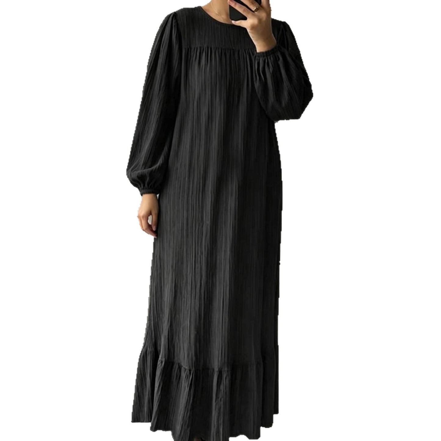 Womens Long Sleeve Ruffled Hem Dress
