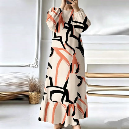 Womens Long Sleeve Ruffled Hem Dress