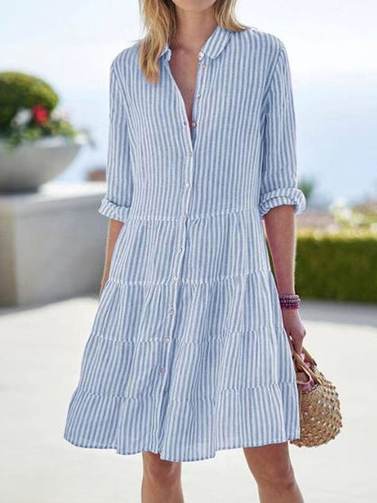 Womens Long Sleeve Striped Shirt Dress