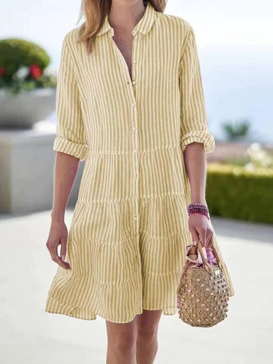 Womens Long Sleeve Striped Shirt Dress