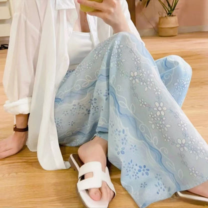 Womens Loose Fit Cotton Silk Pants