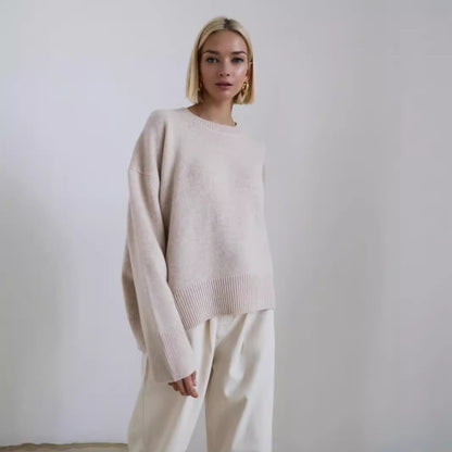Womens Loose Fit Knitted Pullover Sweater