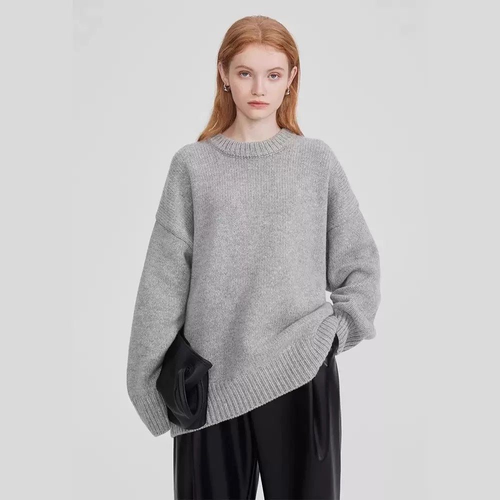Womens Loose Fit Knitted Pullover Sweater