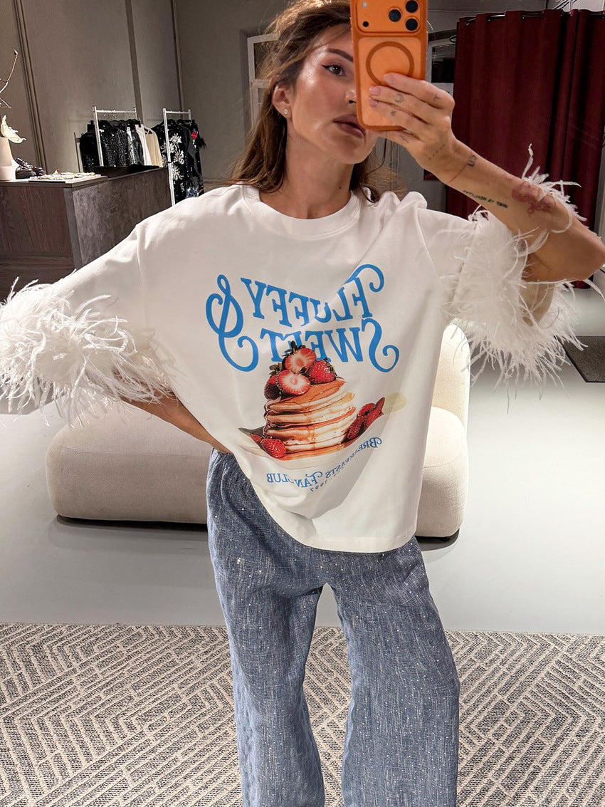 Womens Loose Fit Printed T-Shirt