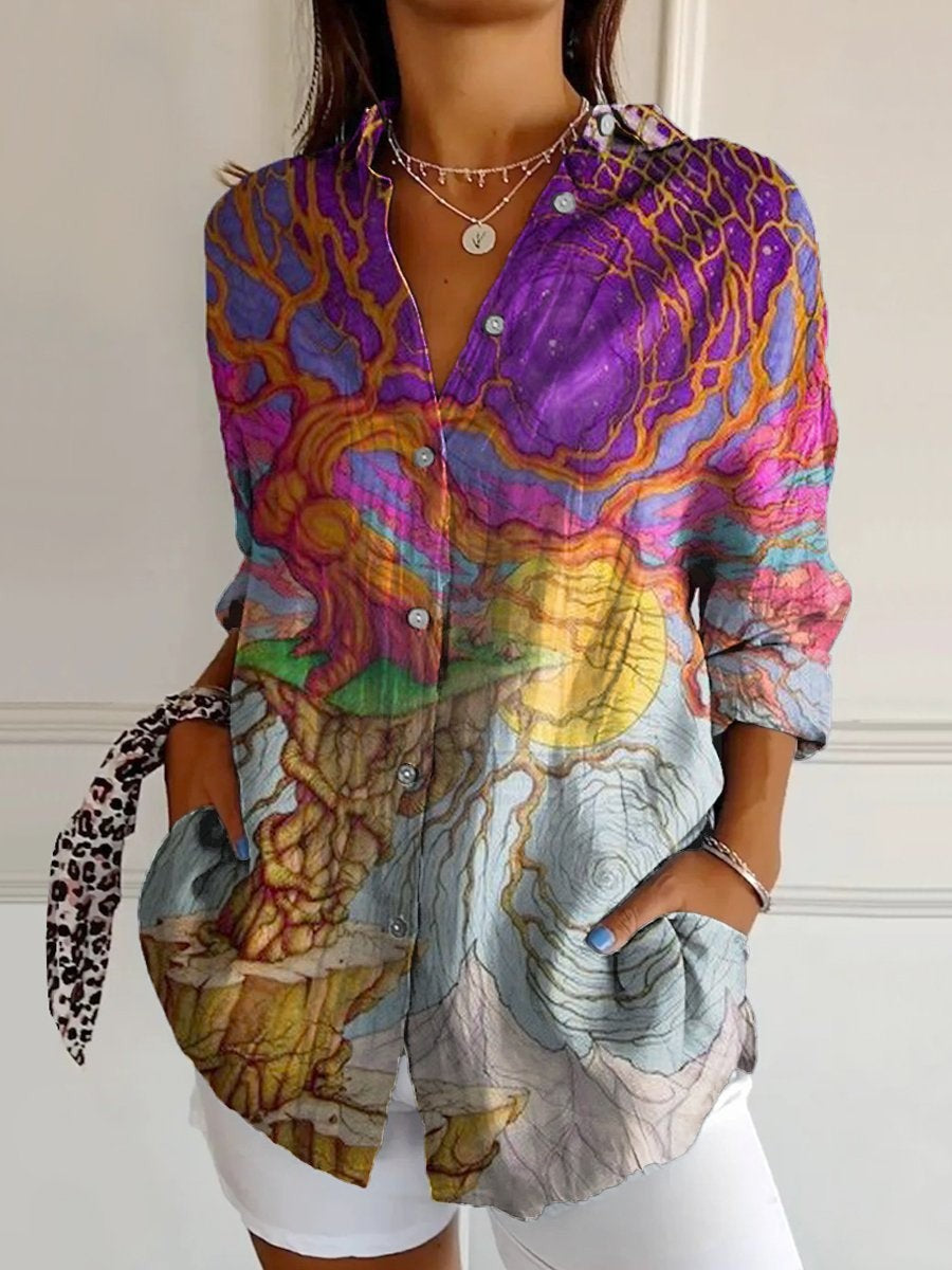 Womens Loose Fit Satin Shirt