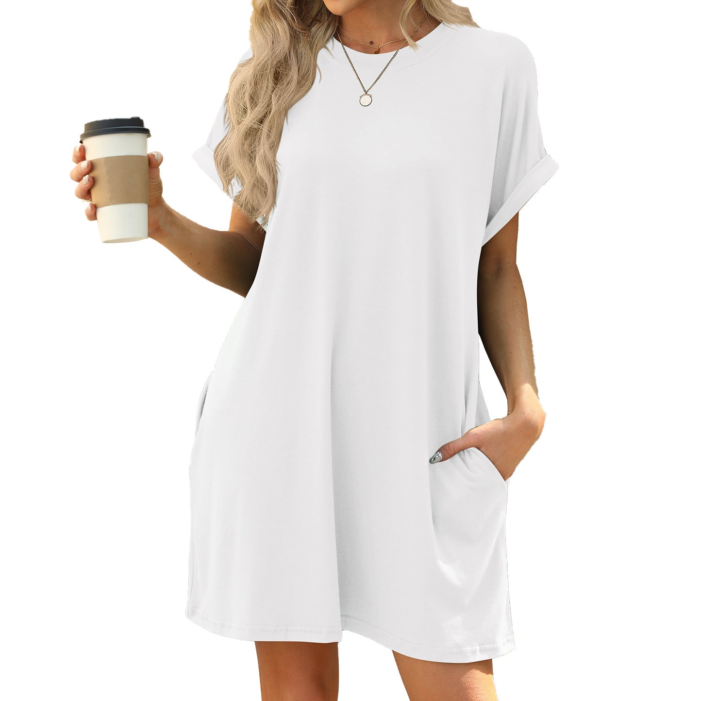 Womens Loose Fit Short Sleeve Dress