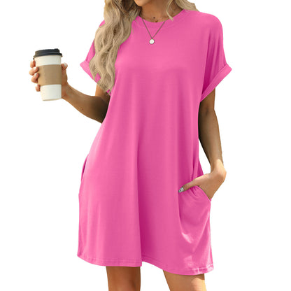 Womens Loose Fit Short Sleeve Dress