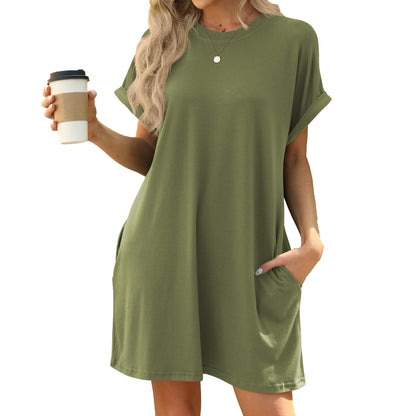 Womens Loose Fit Short Sleeve Dress