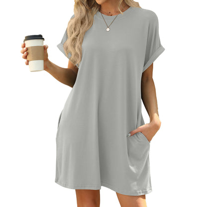 Womens Loose Fit Short Sleeve Dress