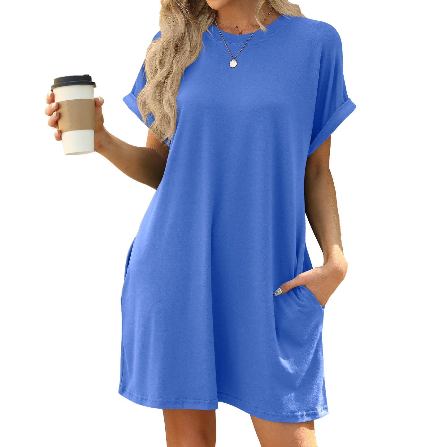 Womens Loose Fit Short Sleeve Dress
