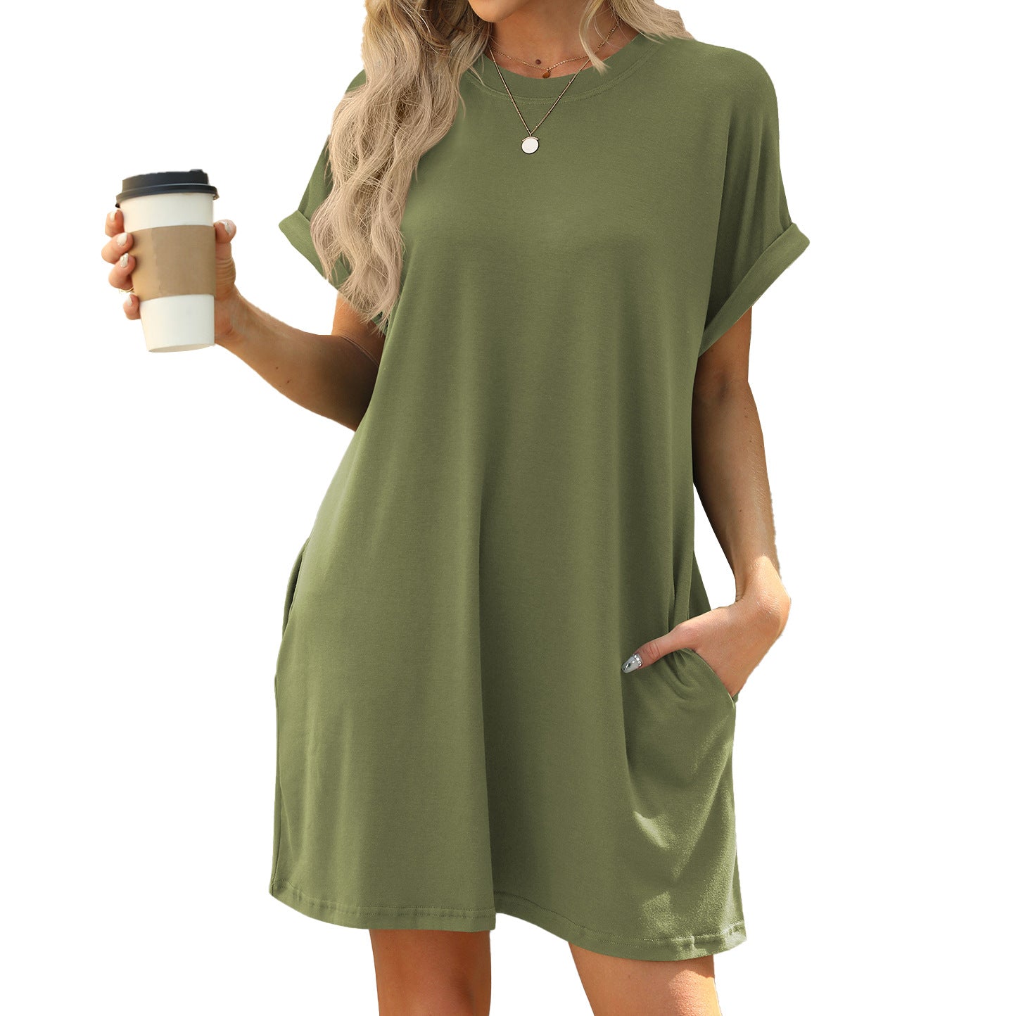 Womens Loose Fit Short Sleeve Dress