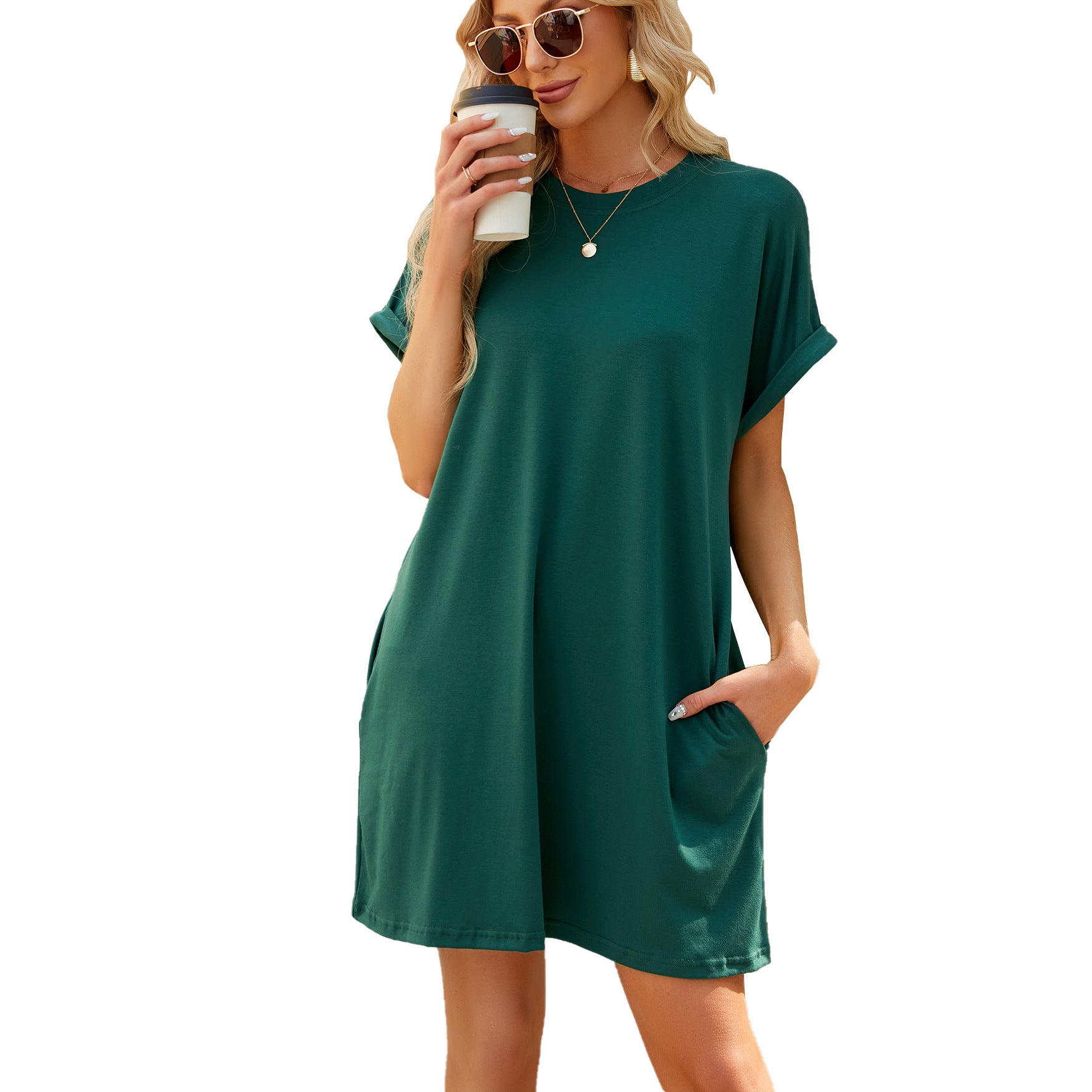 Womens Loose Fit Short Sleeve Dress