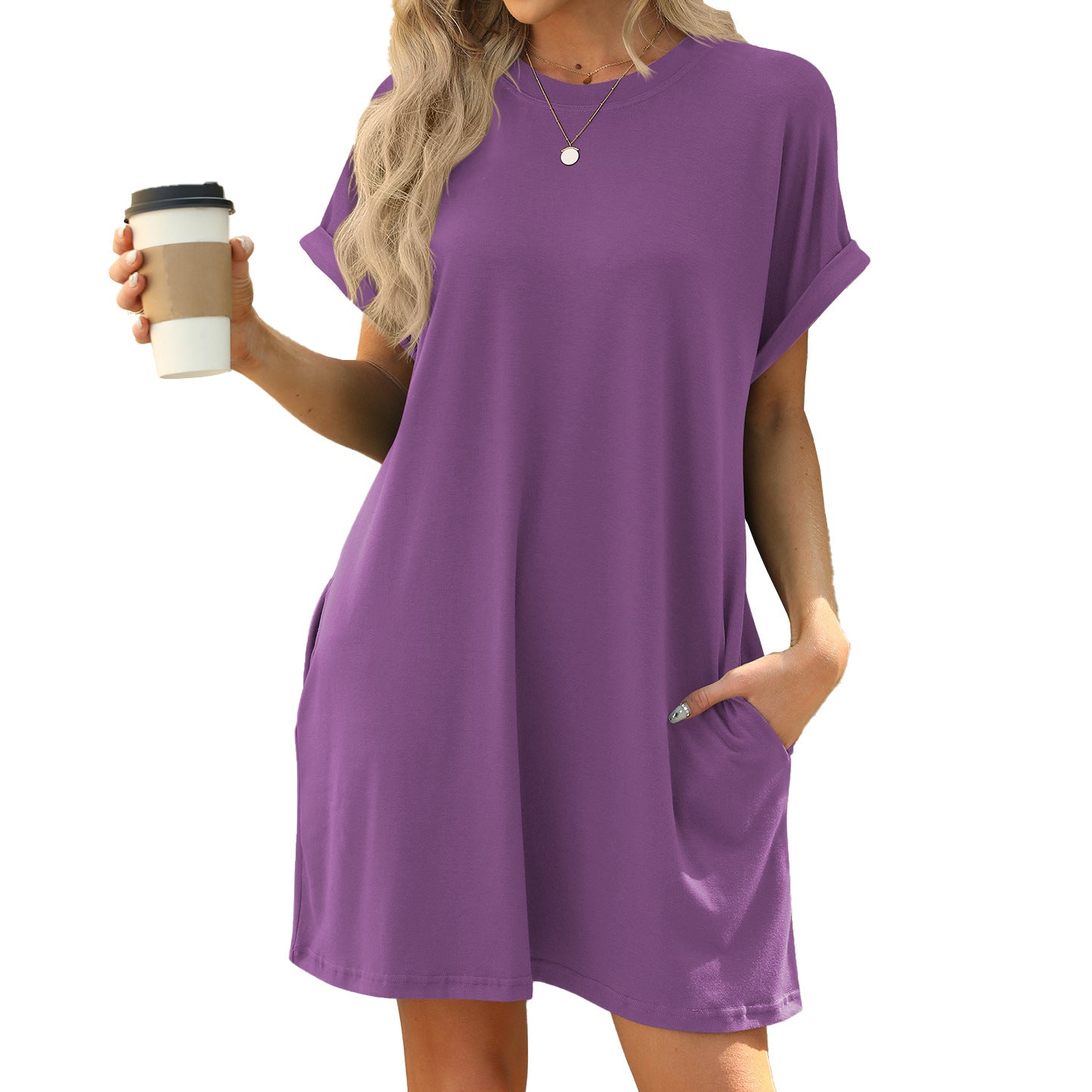 Womens Loose Fit Short Sleeve Dress