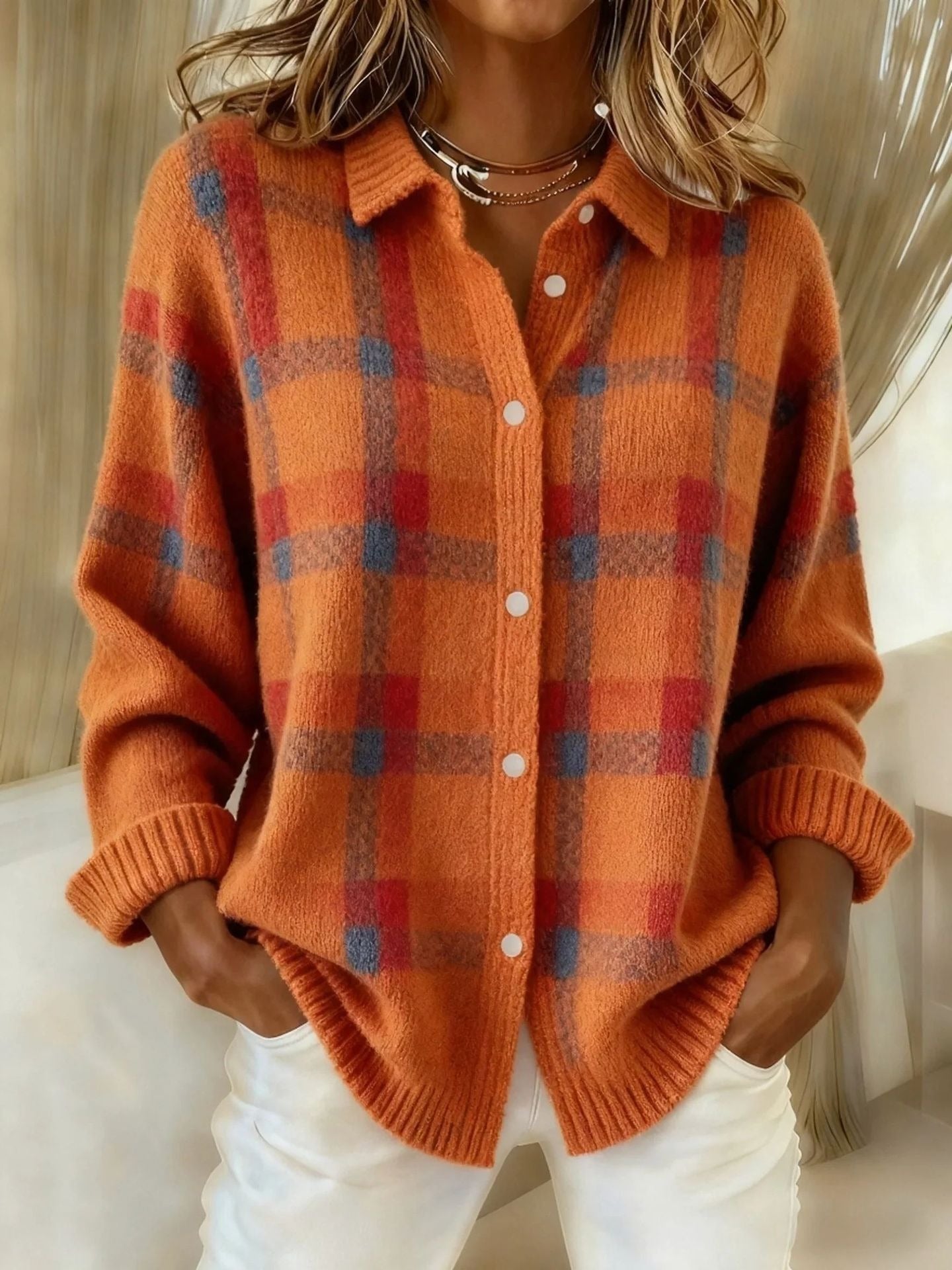Womens Loose Fit Sweatshirt Cardigan