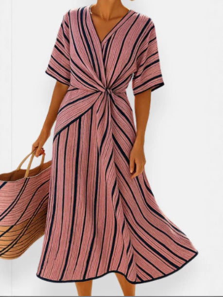 Womens Loose Printed Pleated Dress