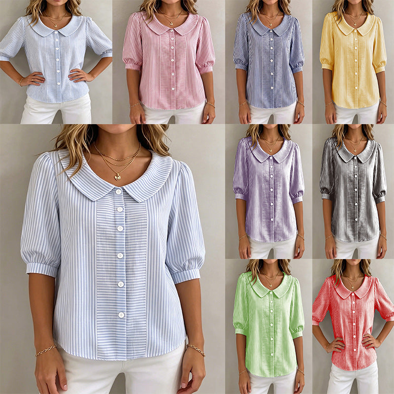 Womens Loose V-Neck Short Sleeve Shirt