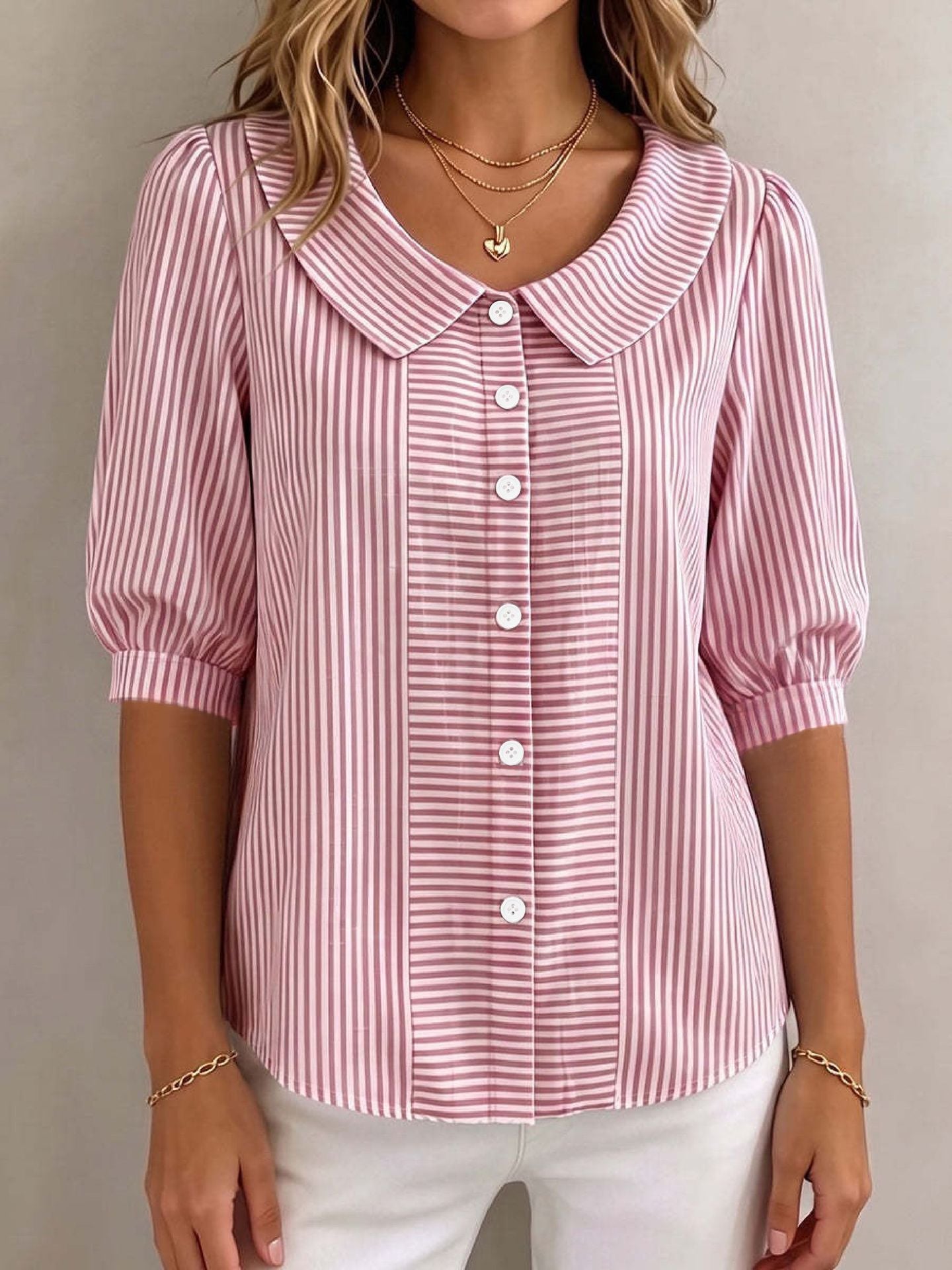 Womens Loose V-Neck Short Sleeve Shirt