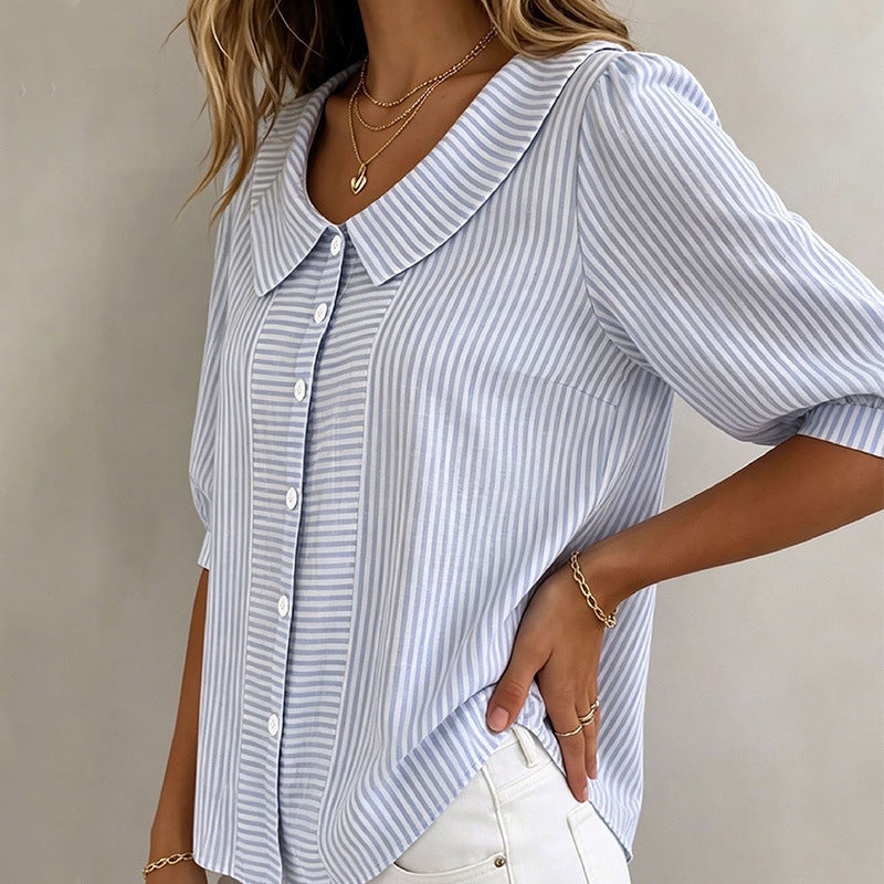 Womens Loose V-Neck Short Sleeve Shirt