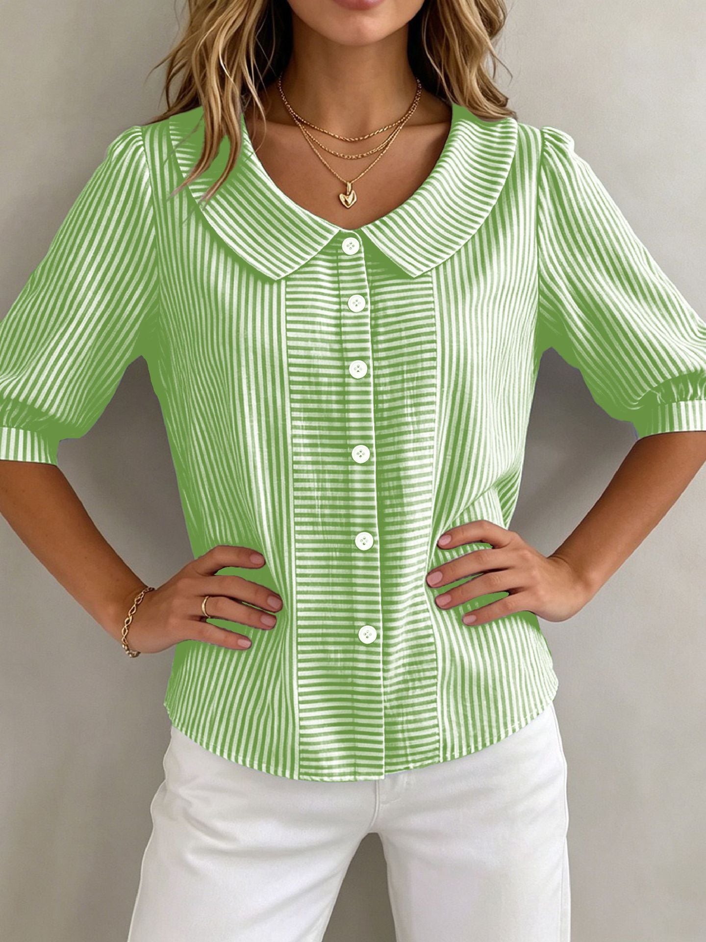 Womens Loose V-Neck Short Sleeve Shirt