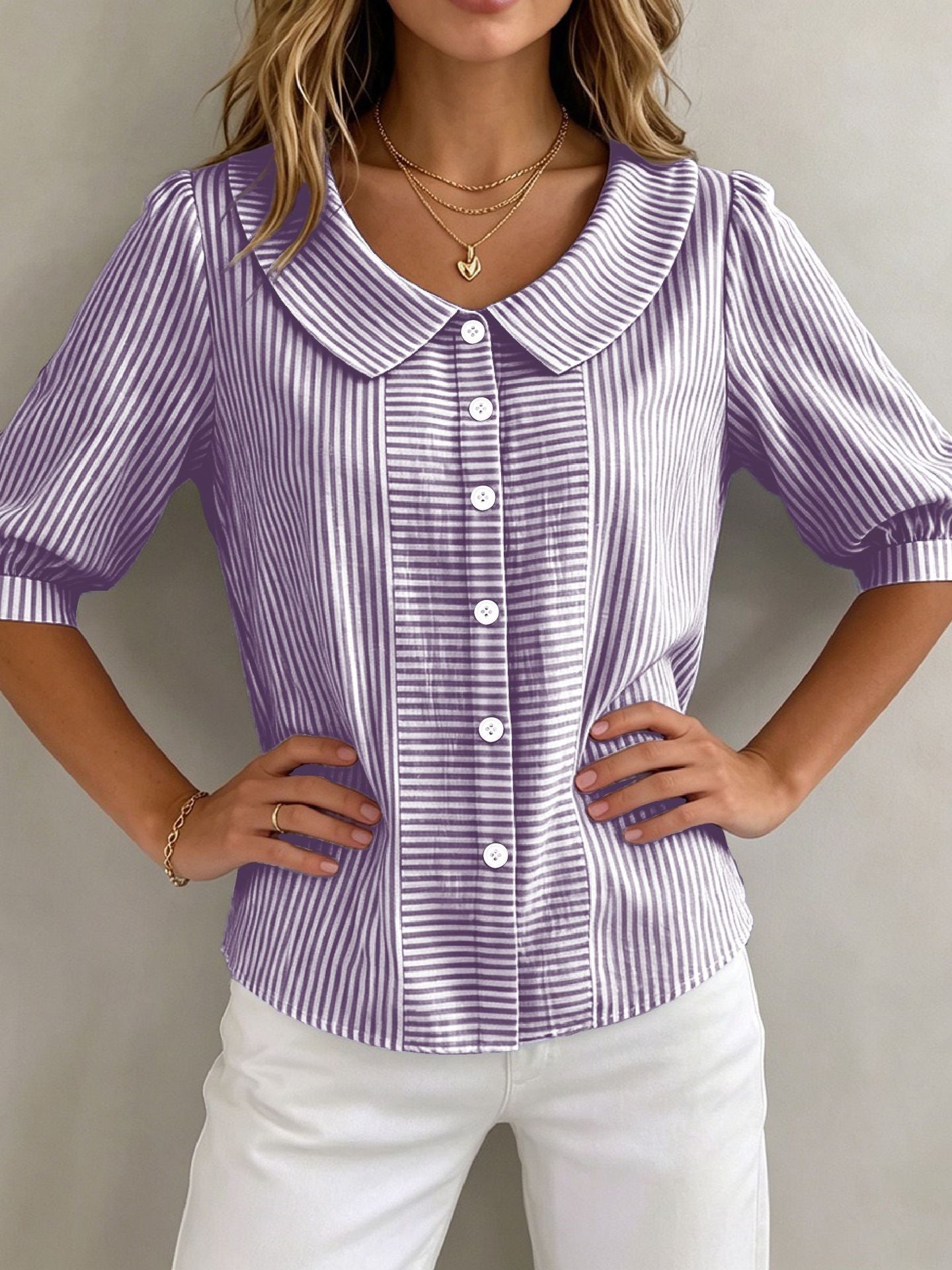 Womens Loose V-Neck Short Sleeve Shirt