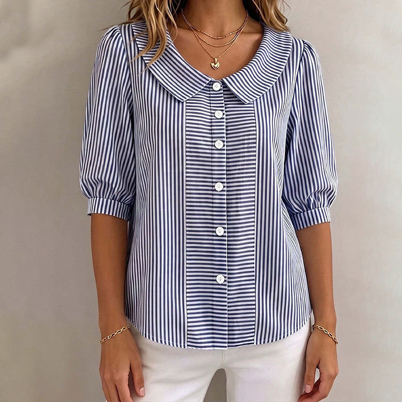 Womens Loose V-Neck Short Sleeve Shirt