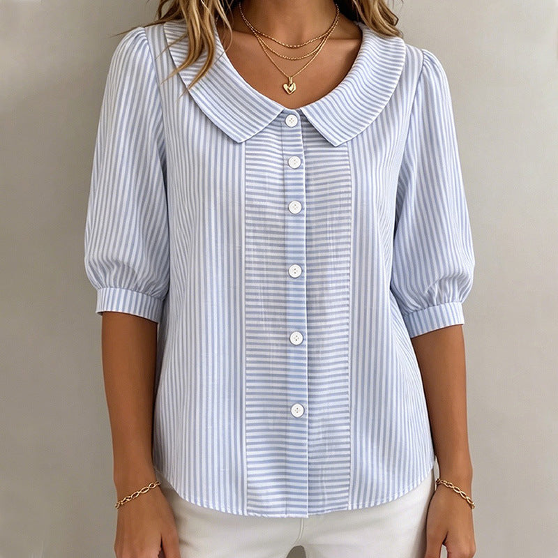 Womens Loose V-Neck Short Sleeve Shirt