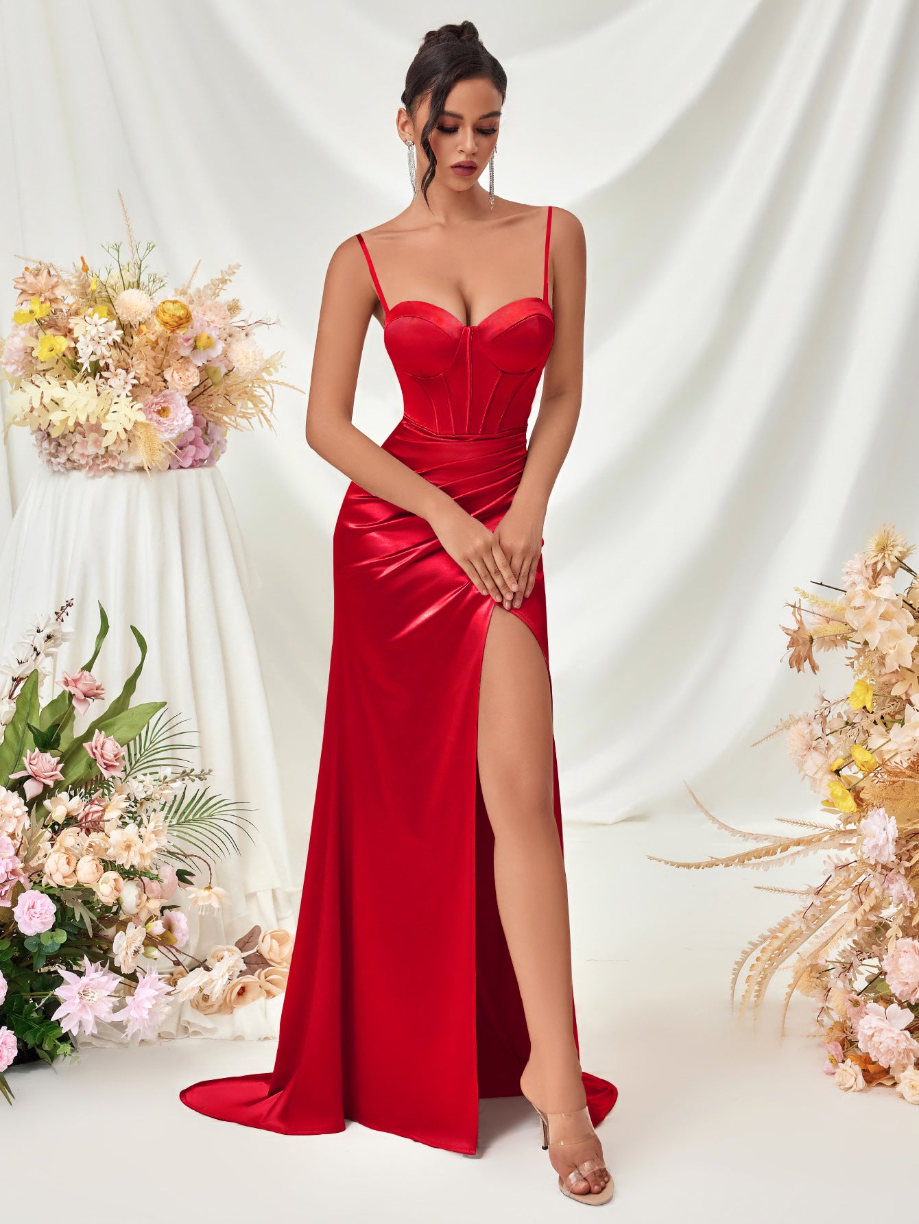 Womens Mermaid Evening Dress with Tie Straps