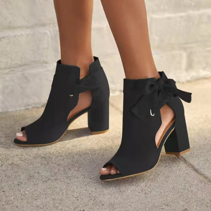 Womens Mesh Block Heel Shoes with Rear Strap