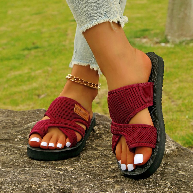 Womens Mesh Flat Thong Sandals