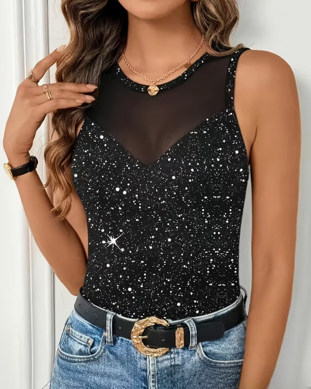 Womens Mesh Patchwork Tank Top