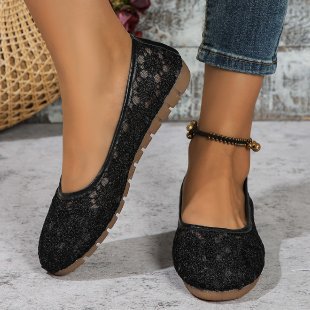 Womens Mesh Round Toe Flat