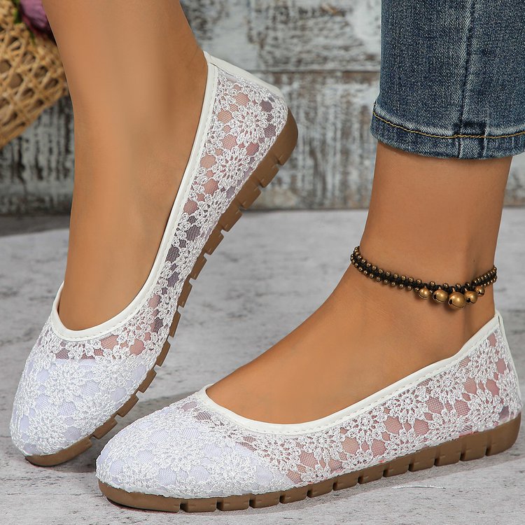 Womens Mesh Round Toe Flat