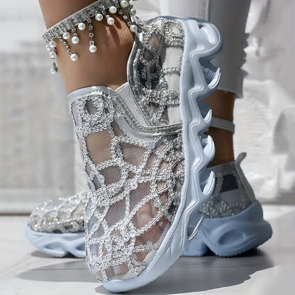 Womens Mesh Slip On Casual Shoes with Sequins