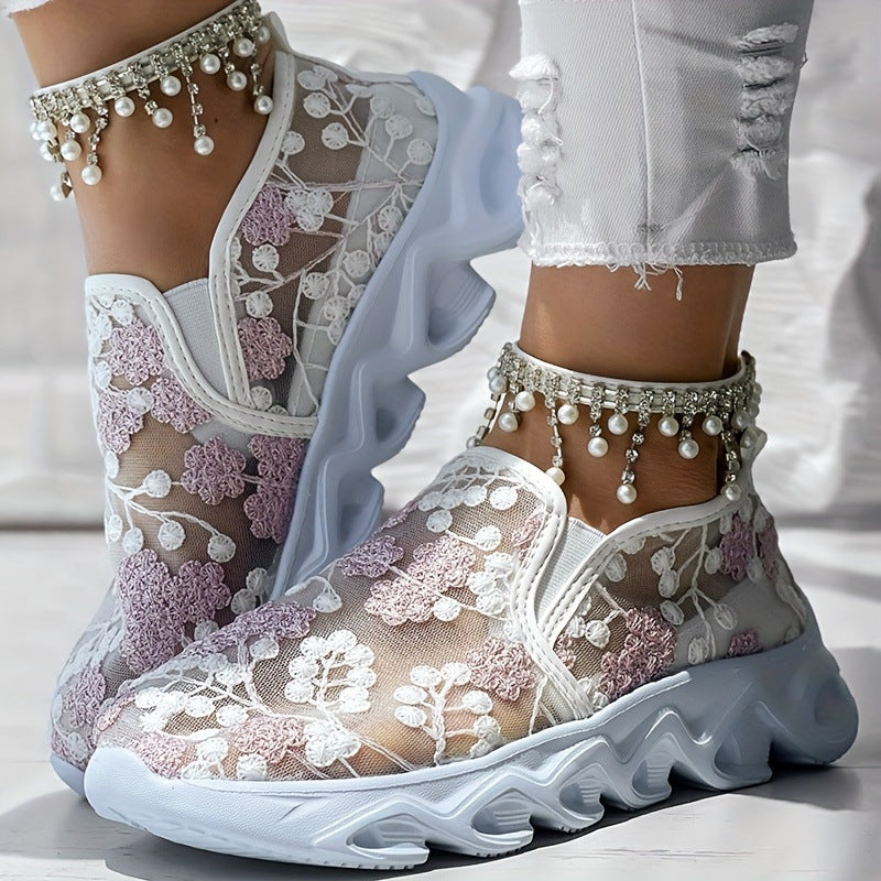 Womens Mesh Slip On Casual Shoes with Sequins
