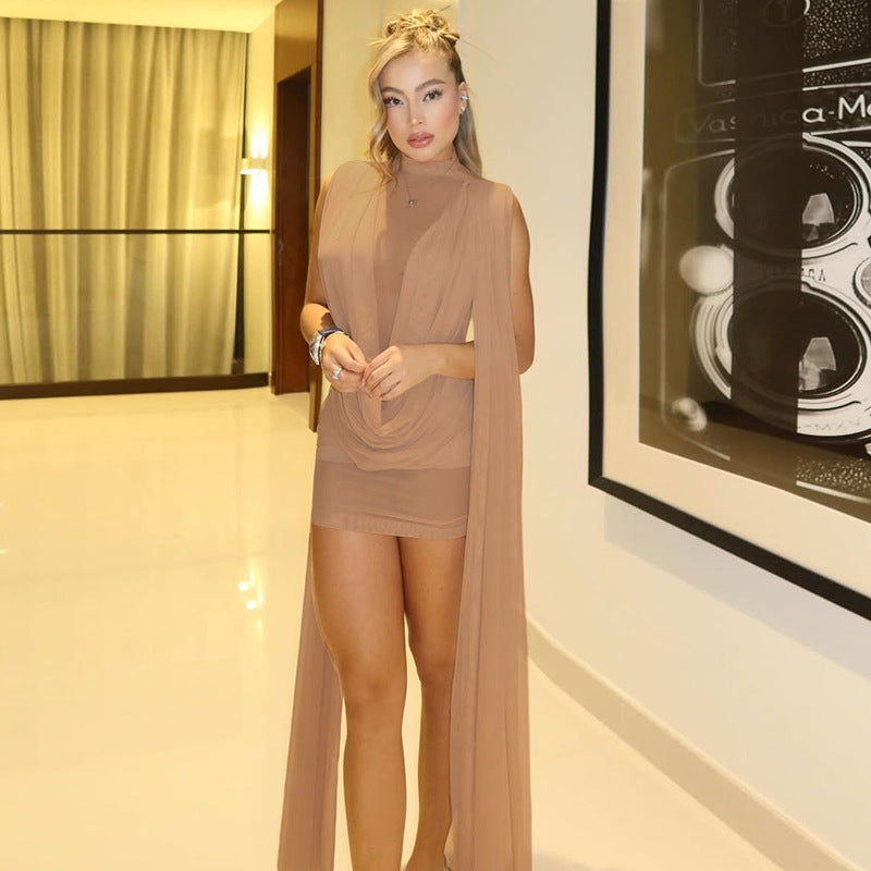 Womens Mesh Spliced Bodycon Dress