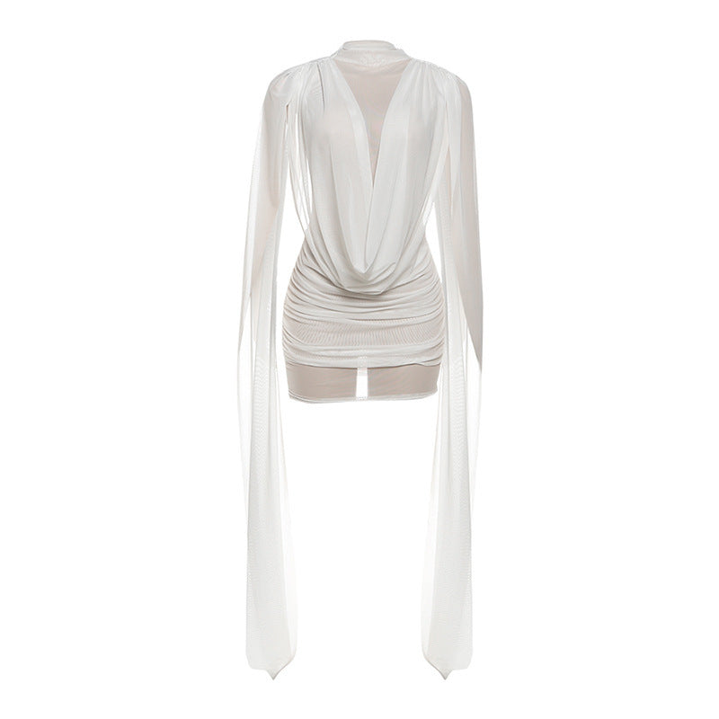 Womens Mesh Spliced Bodycon Dress