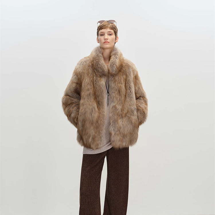 Womens Mid-Length Imitation Fur Coat