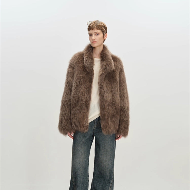 Womens Mid-Length Imitation Fur Coat