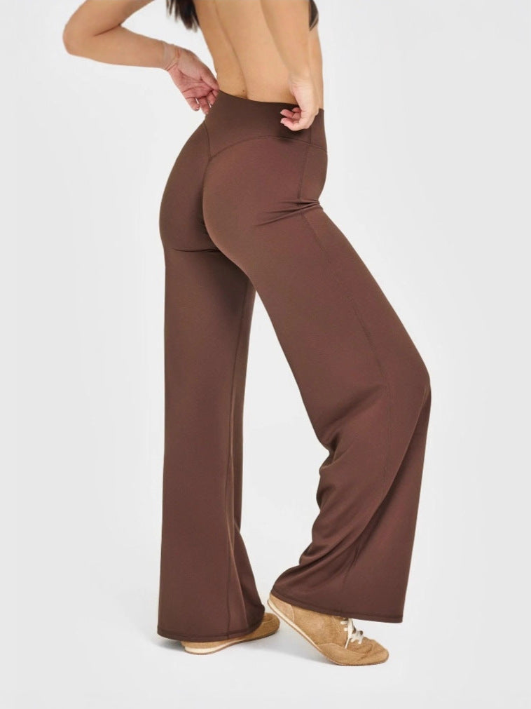Womens Mid Waist Straight Leg Pants