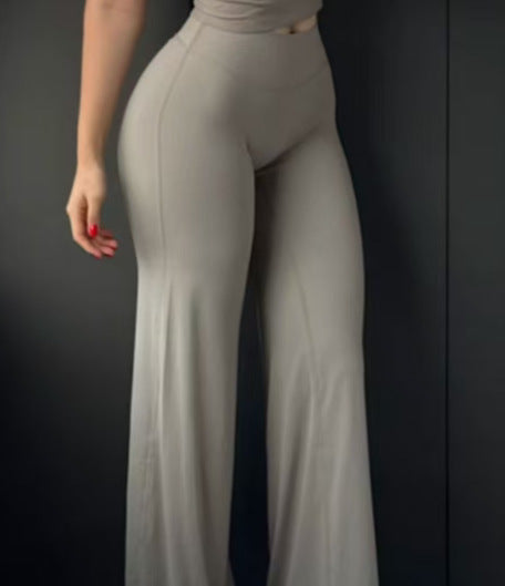 Womens Mid Waist Straight Leg Pants