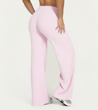 Womens Mid Waist Straight Leg Pants