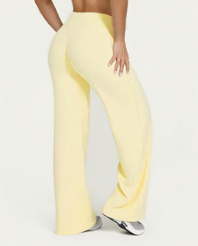 Womens Mid Waist Straight Leg Pants