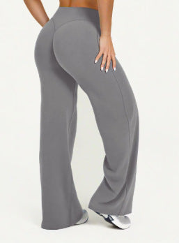 Womens Mid Waist Straight Leg Pants