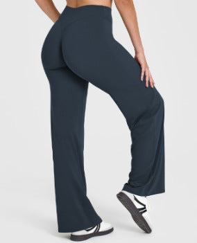 Womens Mid Waist Straight Leg Pants