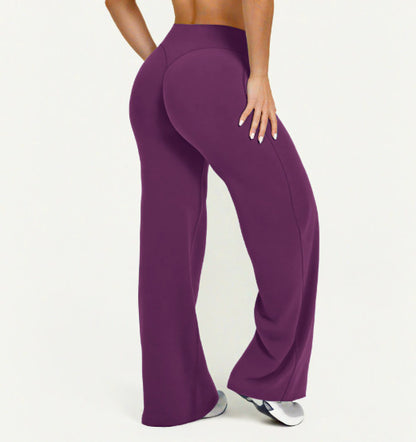 Womens Mid Waist Straight Leg Pants