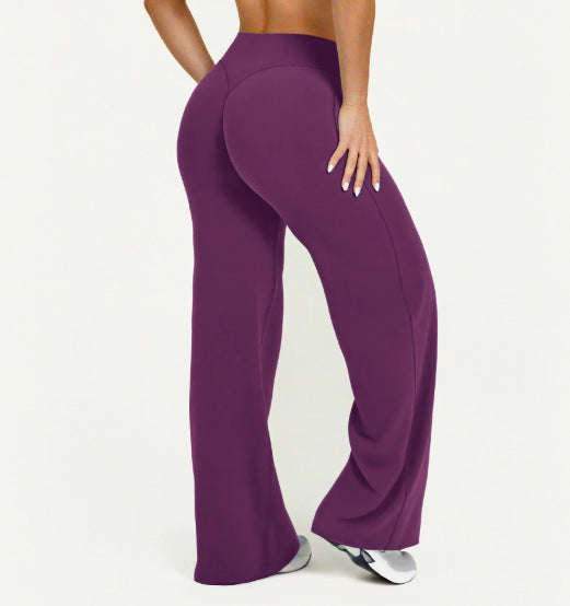 Womens Mid Waist Straight Leg Pants
