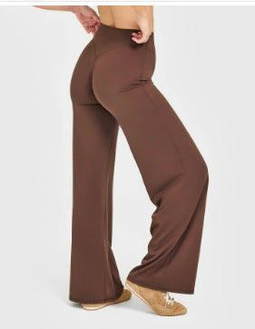 Womens Mid Waist Straight Leg Pants