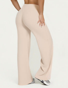 Womens Mid Waist Straight Leg Pants