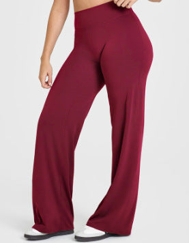 Womens Mid Waist Straight Leg Pants